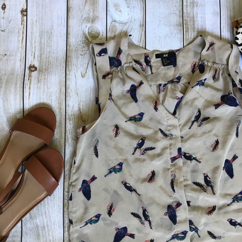 H & M Bird Blouse size 6